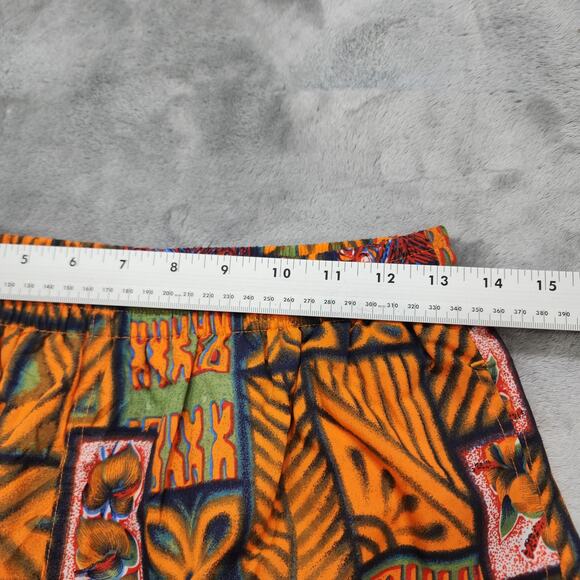 Vintage Sunset Highway Swim Trunks Mens M Orange Tribal Floral Surf Lined Shorts - Picture 6 of 10